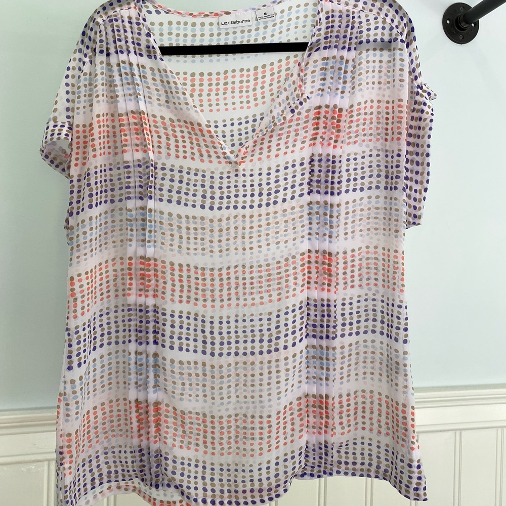 Short sleeve Polka dot Liz Claiborne blouse